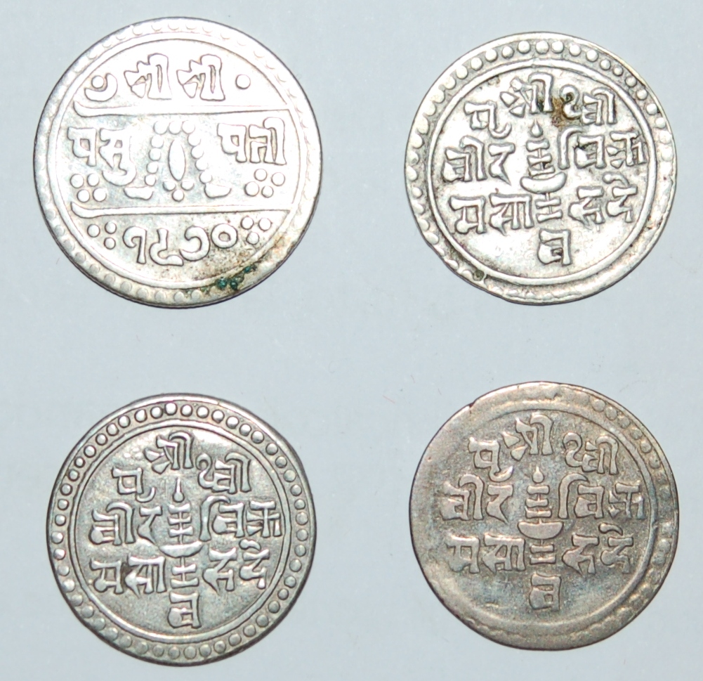 NEPAL FRACTIONAL SILVER LOT (4 PIECES) - foto 1